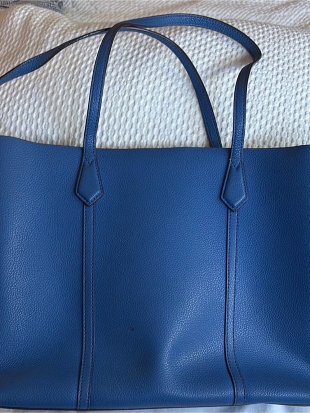 Tory Burch Blue Tote with Red Trim - Picture 3 of 14